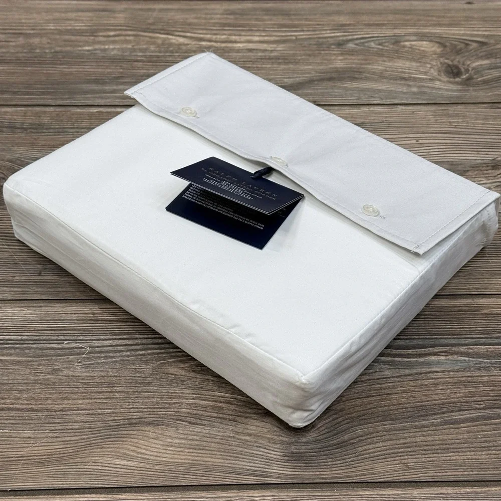Ralph Lauren RL 624 TC Organic Sateen Border King Flat‎ Sheet Platinum Gray NWT